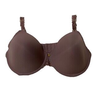 Natori #736037 Underwire Lined satin Double Lace Straps Rose Mocha Bra 34DDD‎